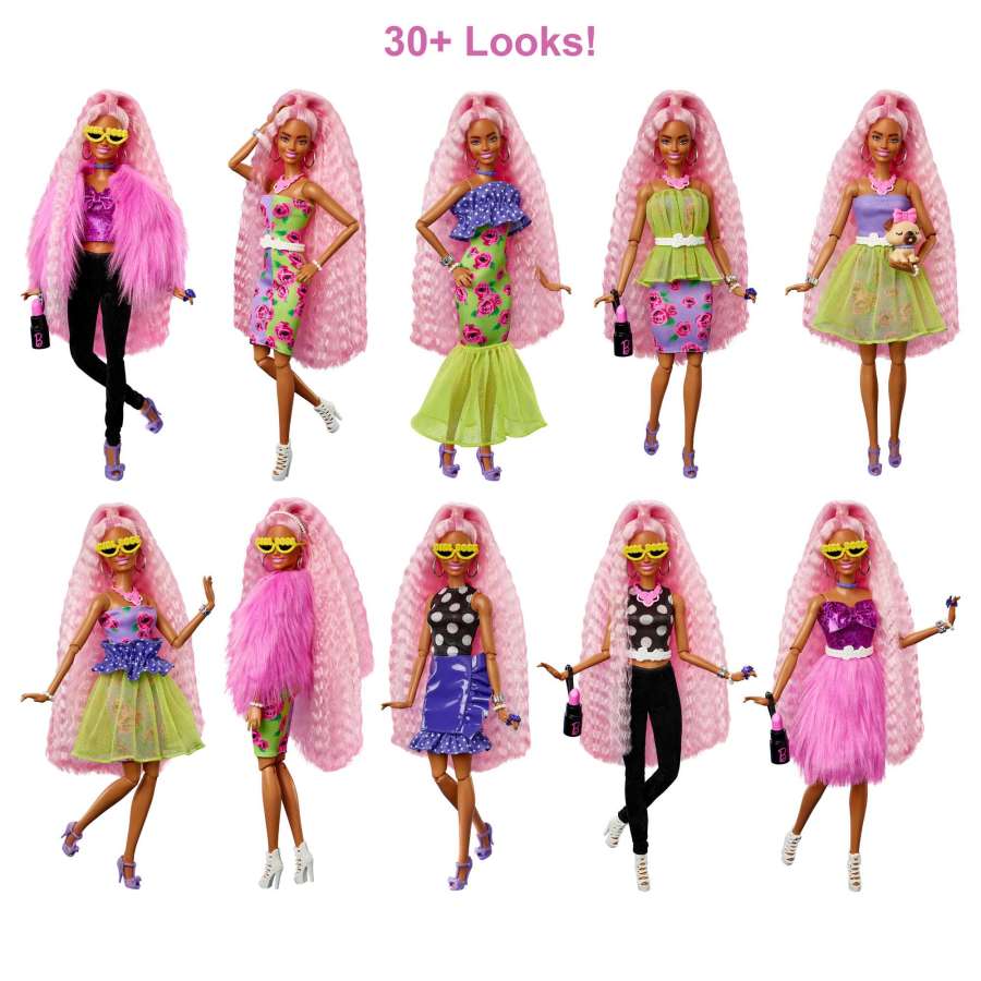 Barbie Extra Deluxe кукла с розова коса и 30 различни визии с дрехи и аксесоари