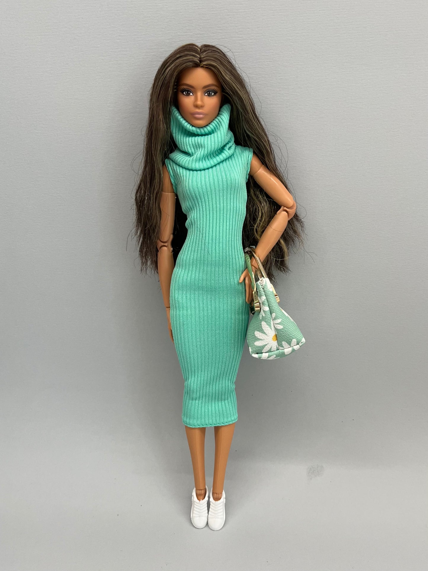 Dress with polo collar